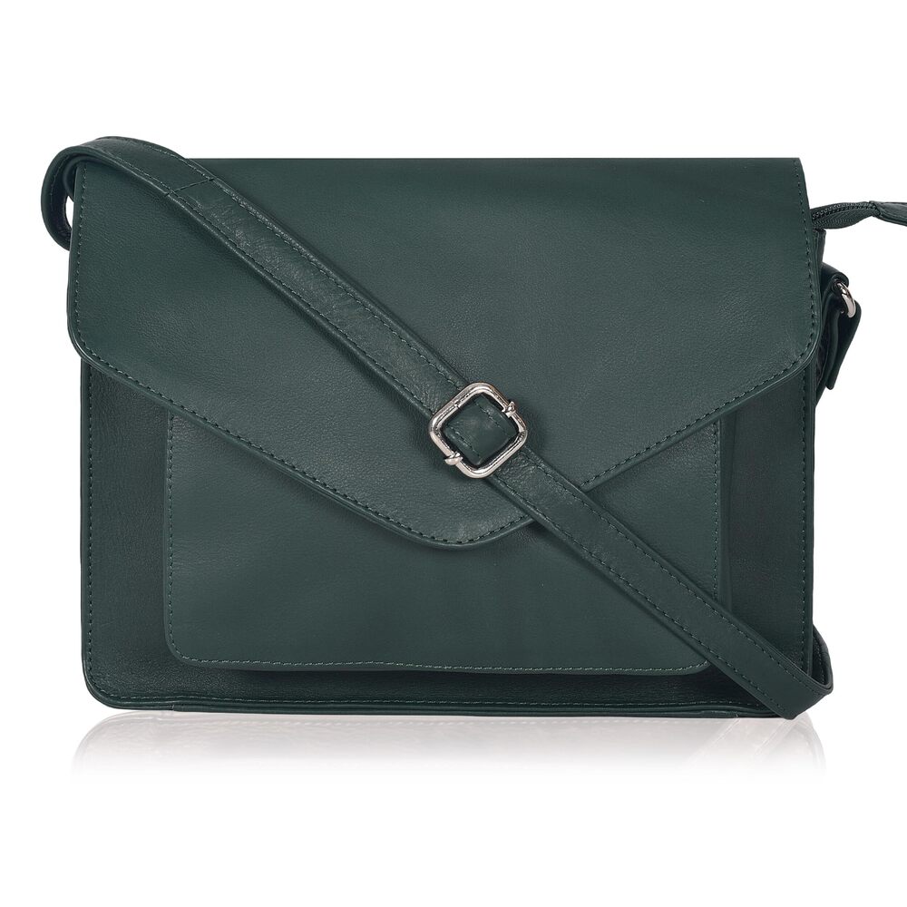 5009 Leather Flapover Crossbody Handbag Purse with Adjustable Strap &